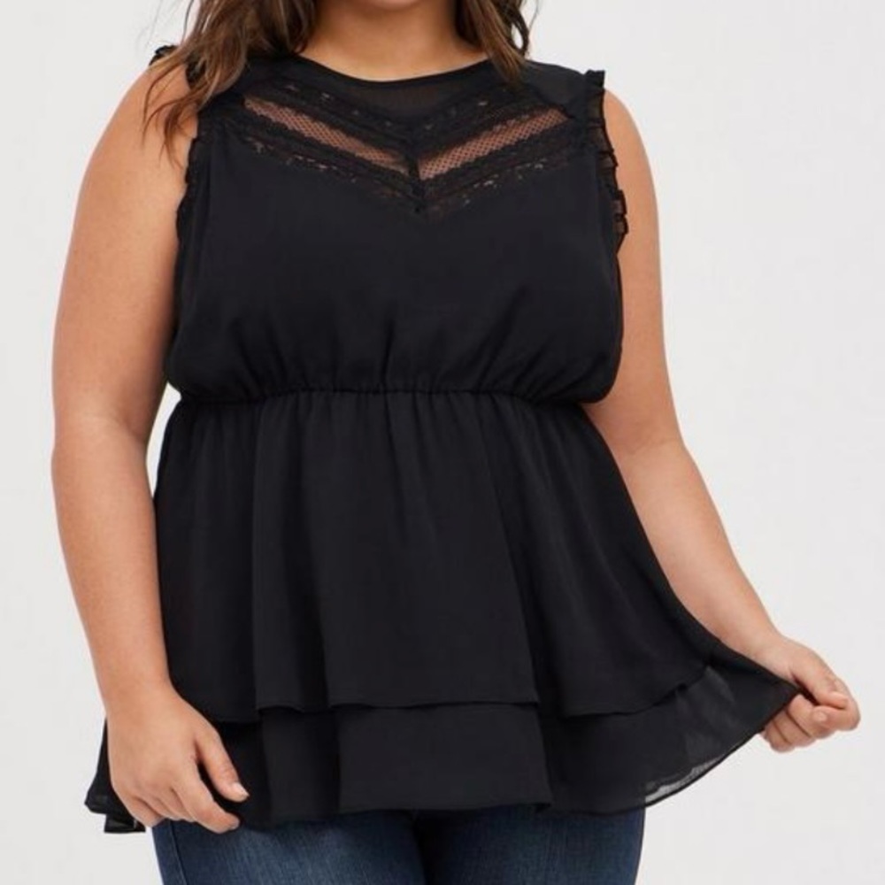 Torrid Chiffon Lace Black Sleeveless Top